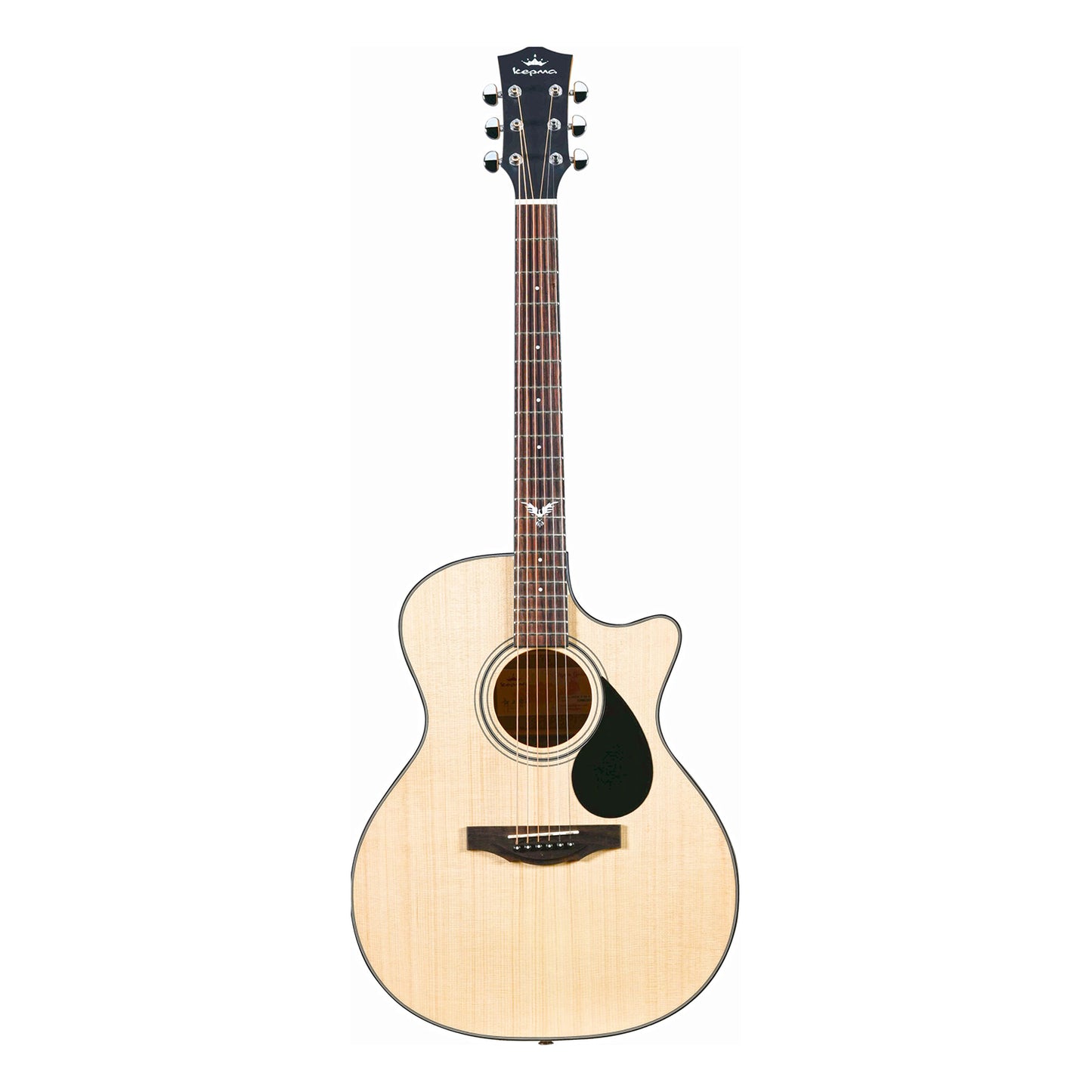 Kepma F0B Solid Spruce Torrefied Top Acoustic Guitar, Mahogany Back & Sides Folk Guitar with Padded Gig Bag, Optional K-10 Pro Pickup