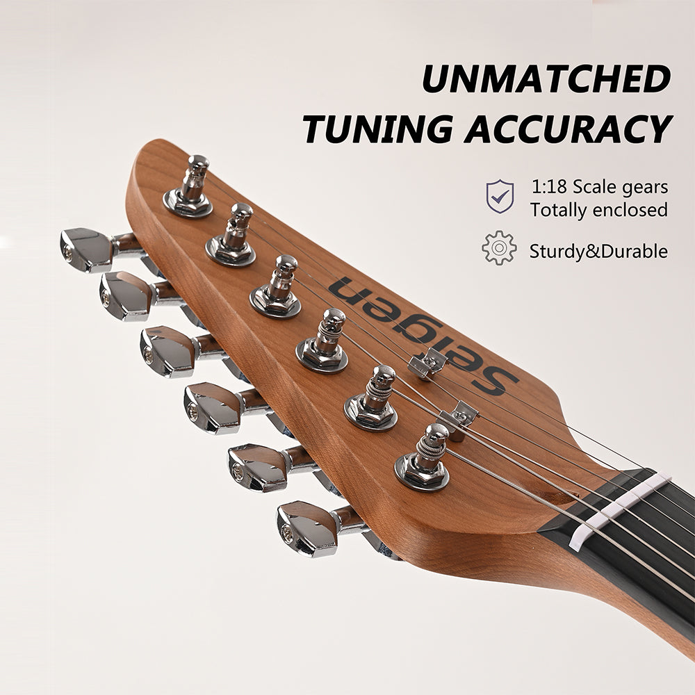 (Supports OEM/ODM) Seigen Classic ST Electric Guitar, Roasted Canadian Maple HSS Pickups Sunbrust