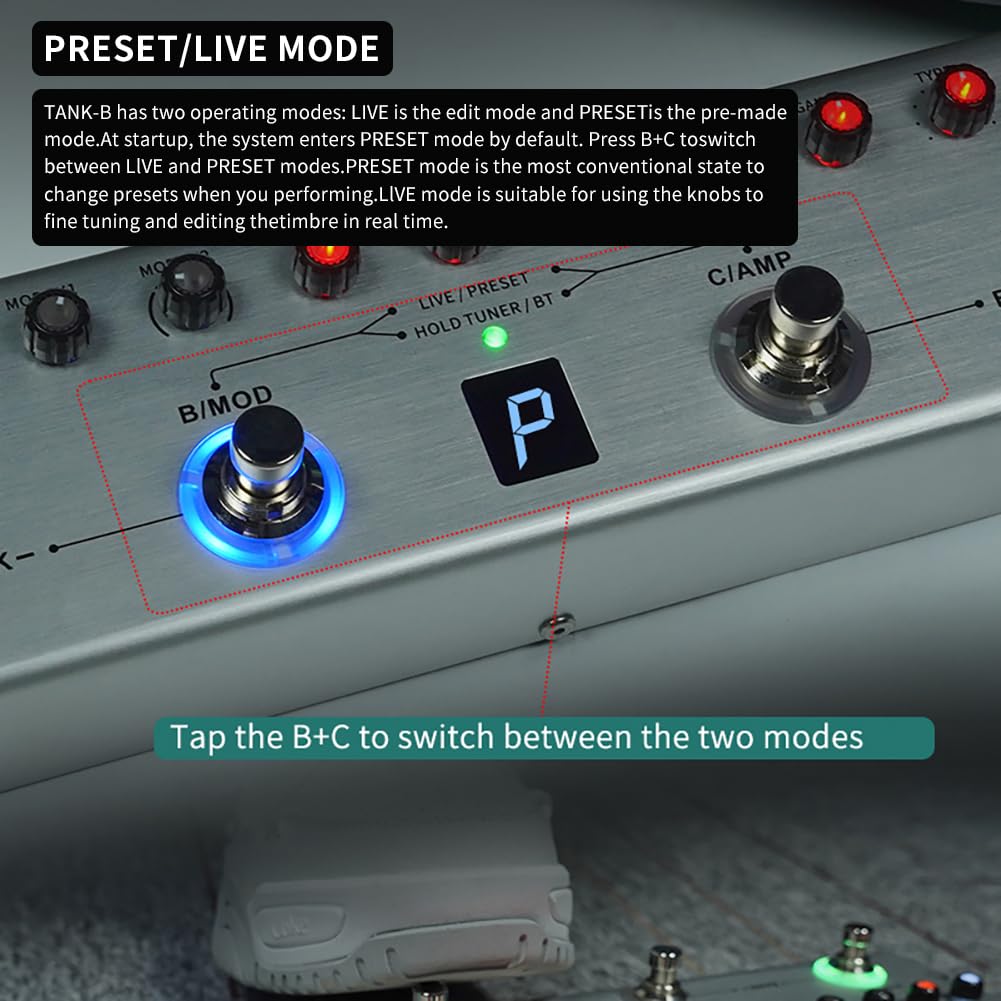 Yuimer TANK-B Latest V2 Version Multi-Effects Pedal Effector for BASS