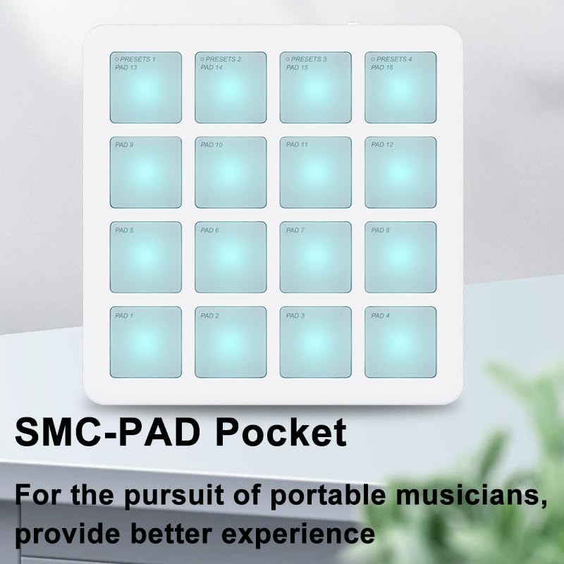 M-VAVE SMC PAD Pocket Bluetooth MIDI Pad Controller 16 Pads - DAW Compatible with Ableton/FL Studio/iOS/Android/PC/MAC