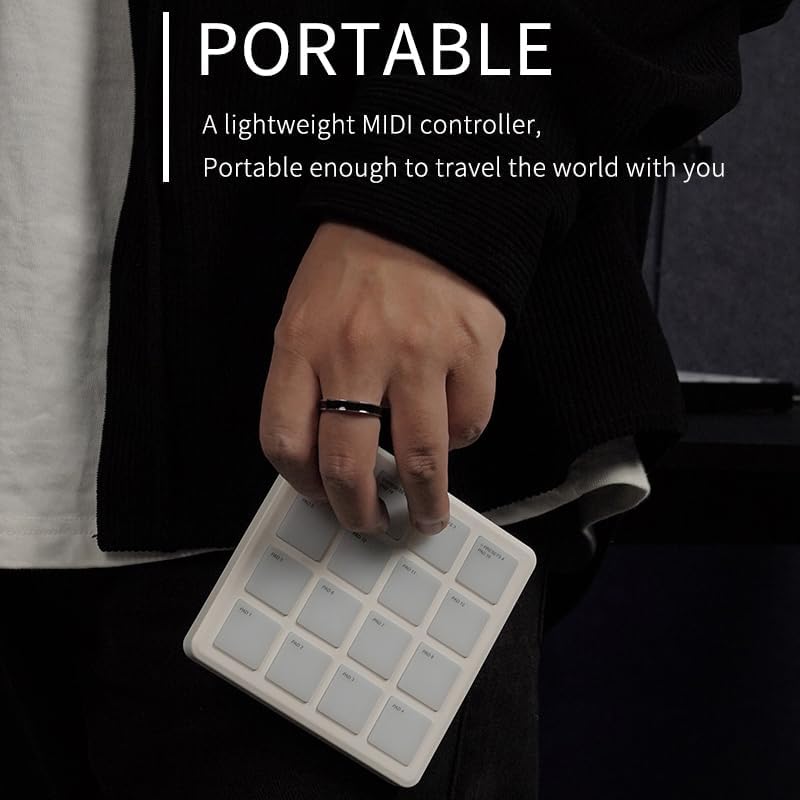 M-VAVE SMC PAD Pocket Bluetooth MIDI Pad Controller 16 Pads - DAW Compatible with Ableton/FL Studio/iOS/Android/PC/MAC