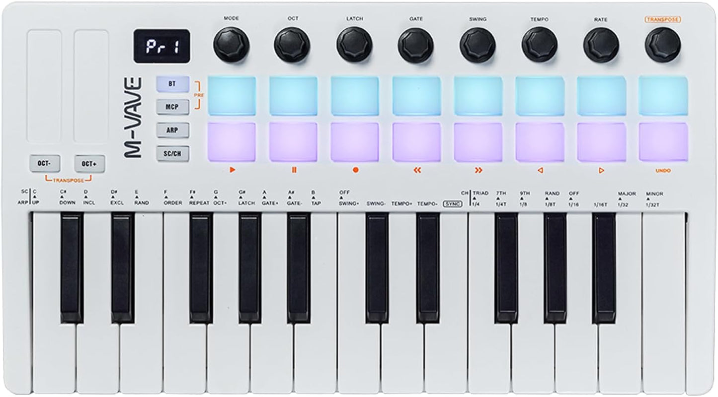 M-VAVE 25 Keys 16 Backlit Drum Pads MIDI Keyboard – Professional Beat Maker and Keytar for Keyboard Music Production