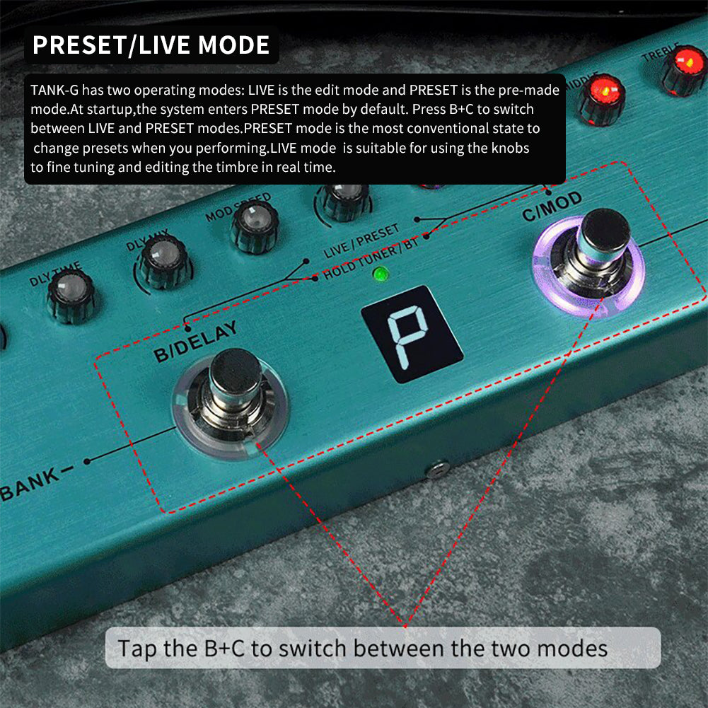 Yuimer TANK-G Latest V2 Version Multi-Effects Pedal Effector for Electric GUITAR