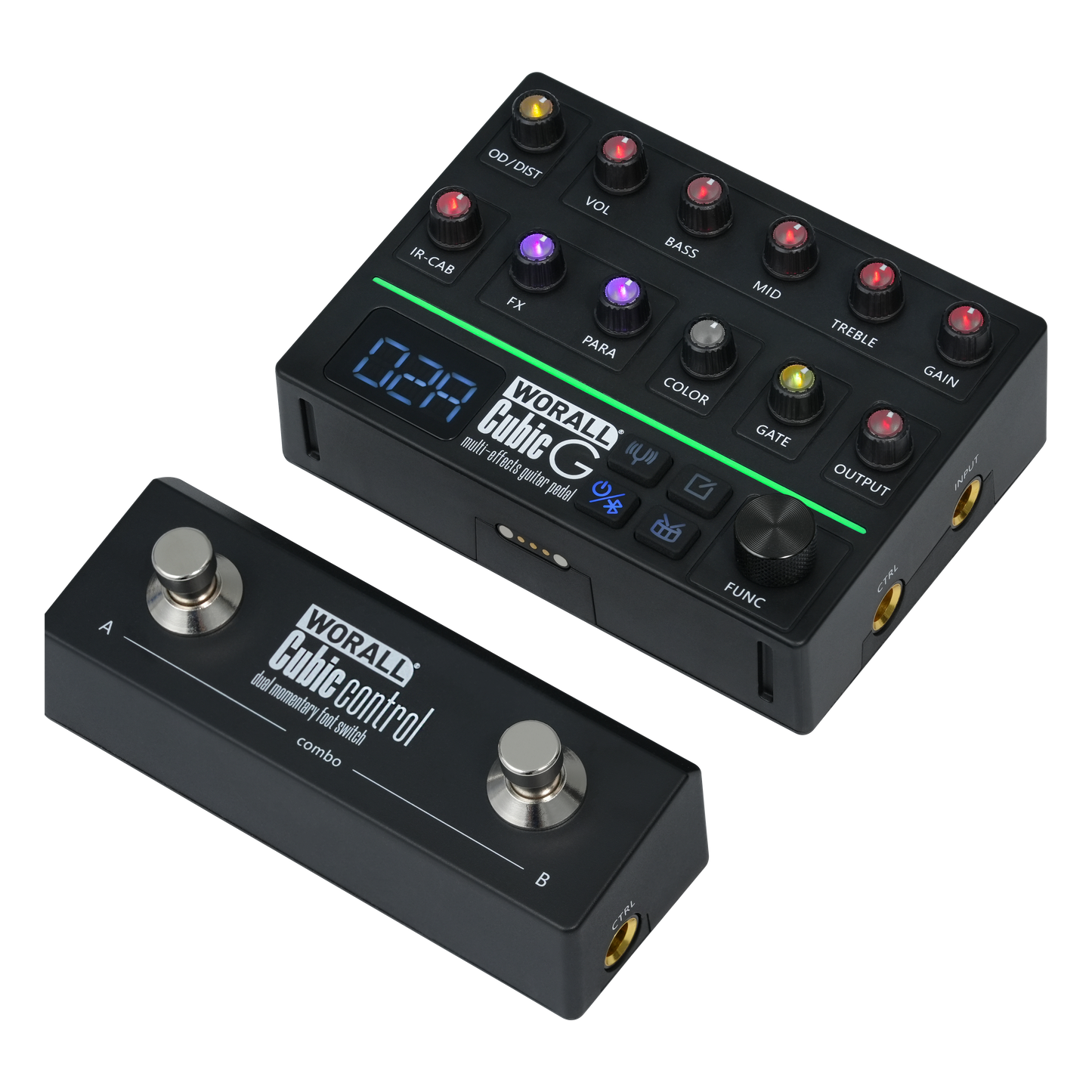 WORALL Cubic G Guitar Multi-Effects Pedal, Creative Portable Design, Magnetic Connection IR & AMP EQ Gate Delay Reverb Mod FX