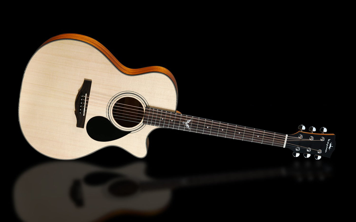 Kepma F0B Solid Spruce Torrefied Top Acoustic Guitar, Mahogany Back & Sides Folk Guitar with Padded Gig Bag, Optional K-10 Pro Pickup