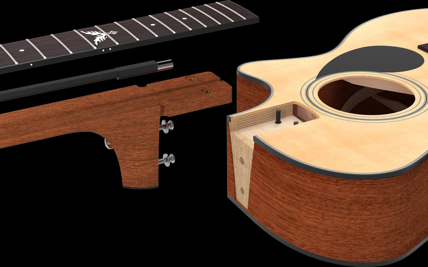 Kepma F0B Solid Spruce Torrefied Top Acoustic Guitar, Mahogany Back & Sides Folk Guitar with Padded Gig Bag, Optional K-10 Pro Pickup