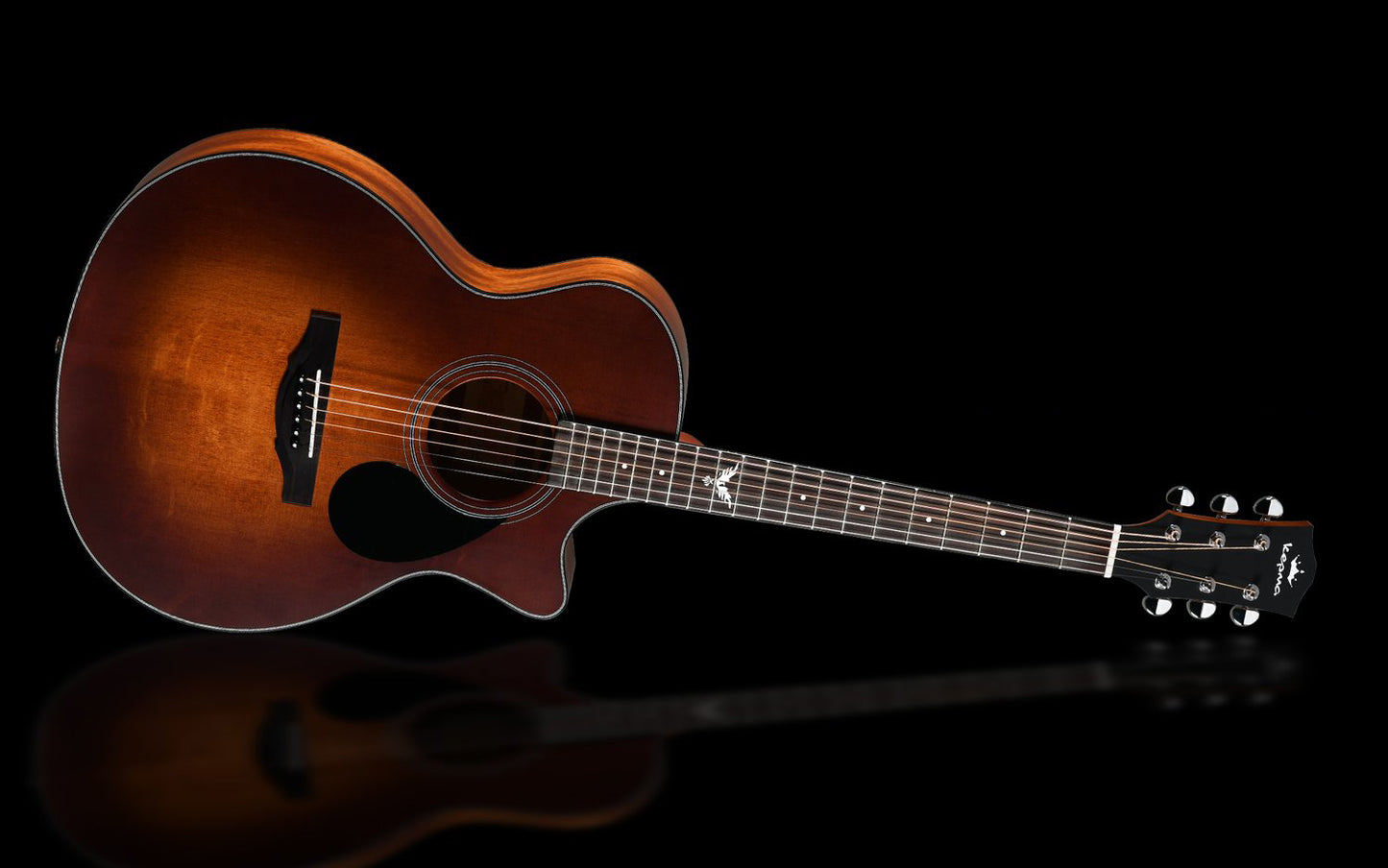 Kepma F0B Solid Spruce Torrefied Top Acoustic Guitar, Mahogany Back & Sides Folk Guitar with Padded Gig Bag, Optional K-10 Pro Pickup