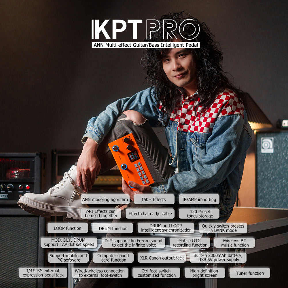 Yuimer KPT PRO Orange Multi-effect Pedal TANK G Upgraded ANN New Algorithm Electric Guitar & Bass 2 in 1 Effector