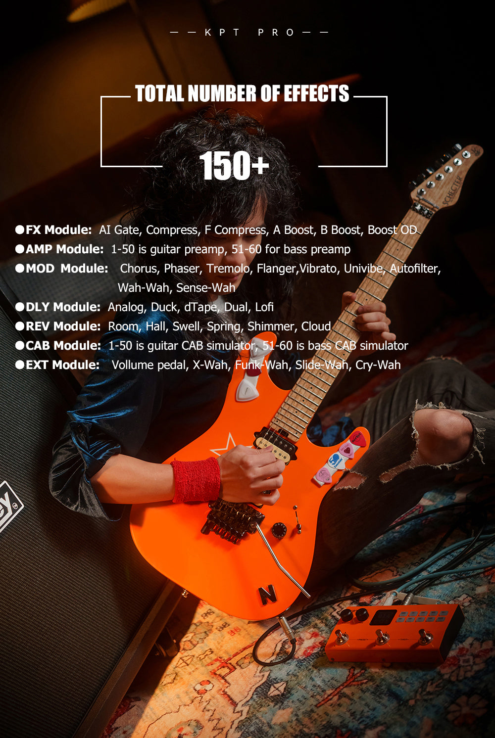 Yuimer KPT PRO Orange Multi-effect Pedal TANK G Upgraded ANN New Algorithm Electric Guitar & Bass 2 in 1 Effector