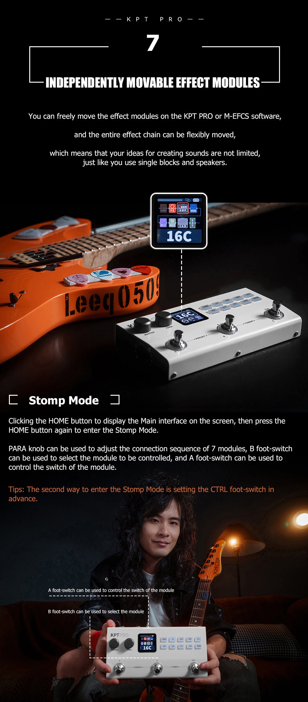 Yuimer KPT PRO Multi-effects Processor TANK G Pedal Pro Version ANN New Algorithm Electric Guitar & Bass 2 in 1 Effector