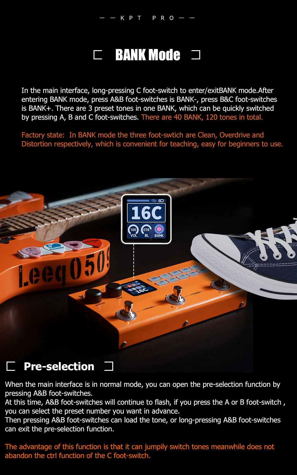Yuimer KPT PRO Orange Multi-effect Pedal TANK G Upgraded ANN New Algorithm Electric Guitar & Bass 2 in 1 Effector