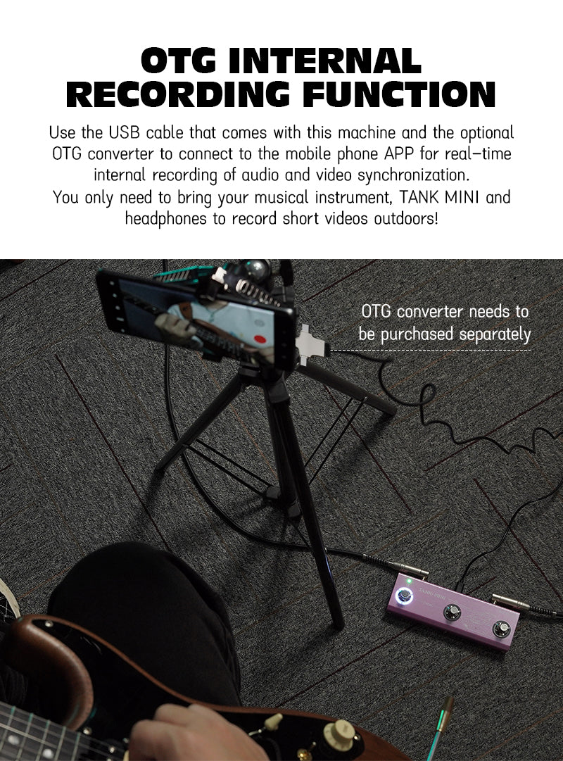 Yuimer TANK-MINI Multi-Effects Pedal Electric Guitar & Bass 2 in 1 Effector
