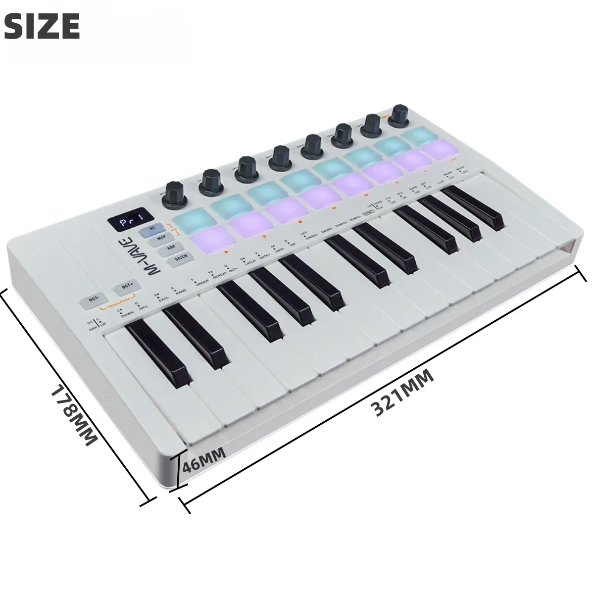 M-VAVE SMK-25 II MIDI Keyboard Controller with Backlit Drum Pads, Bluetooth Wireless Portable Rechargeable MIDI Controller, Beat Maker DAW Controller Wireless Bluetooth MIDI Keyboard