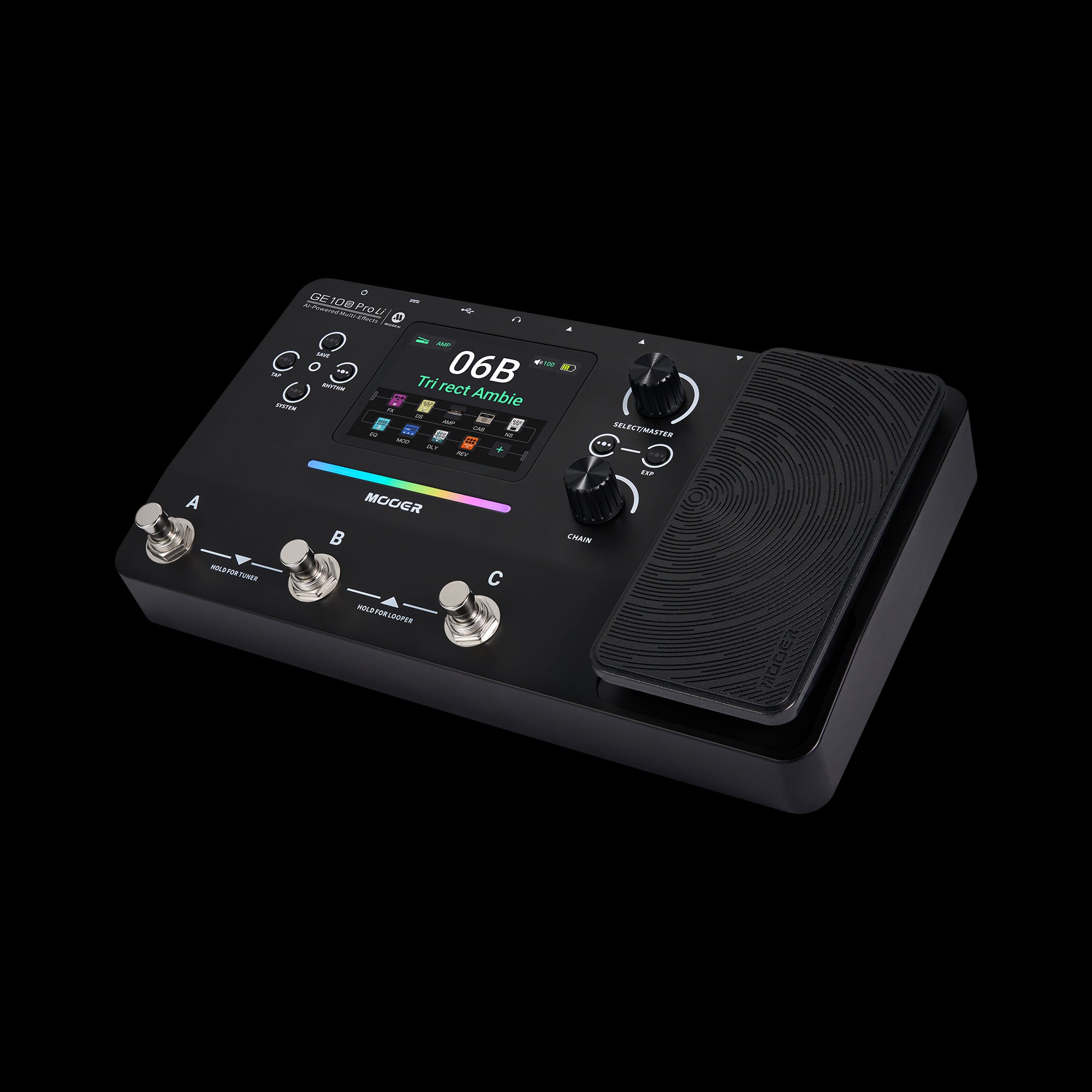 Mooer GE100 PRO Portable All-in-One Guitar Processor LCD Color Screen ...