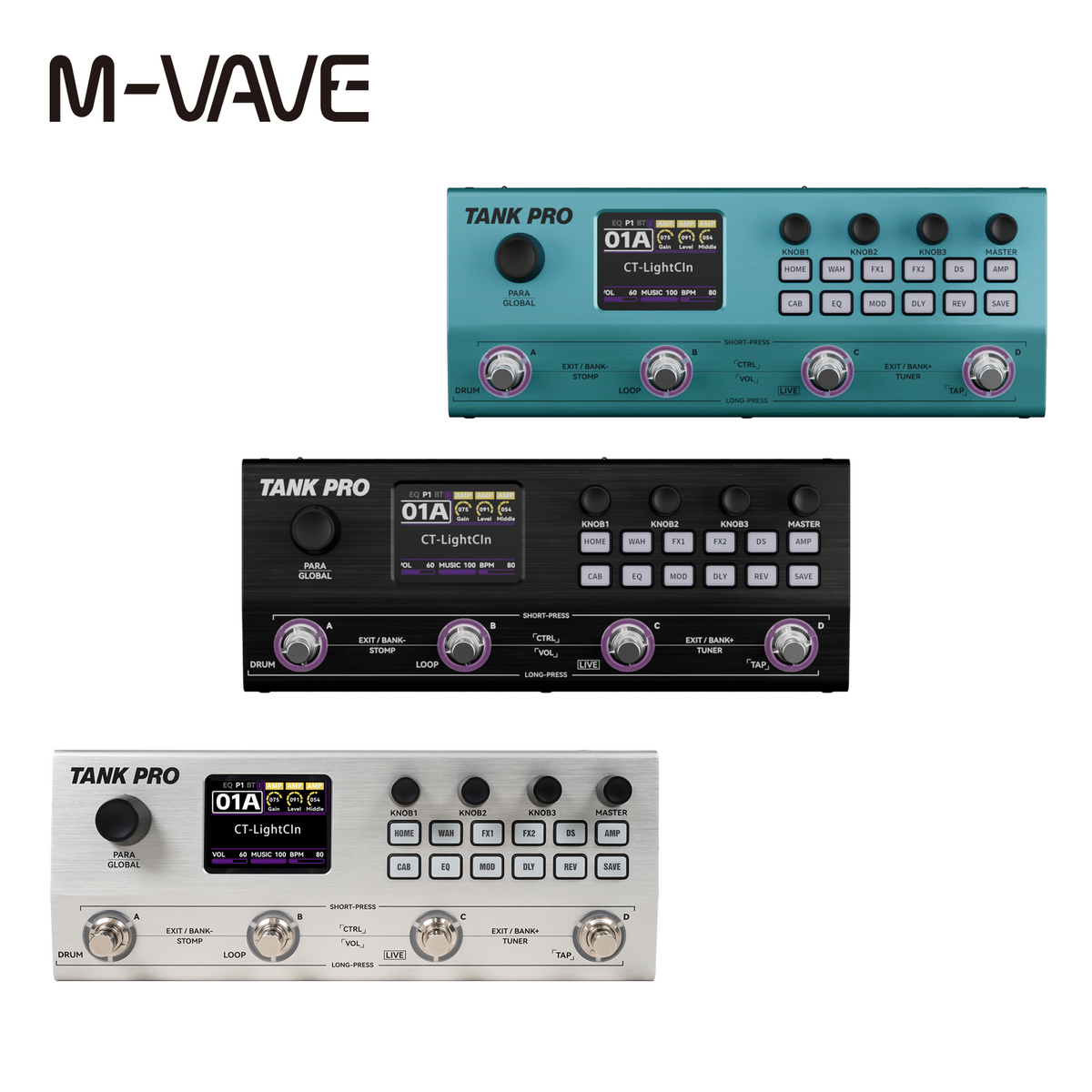 M-VAVE TANK PRO Multi-Effect Pedal, ANN , AMP & IR Loading & NAM, Built-in Rechargeable Battery, Bluetooth Playback, XLR Cannon Output