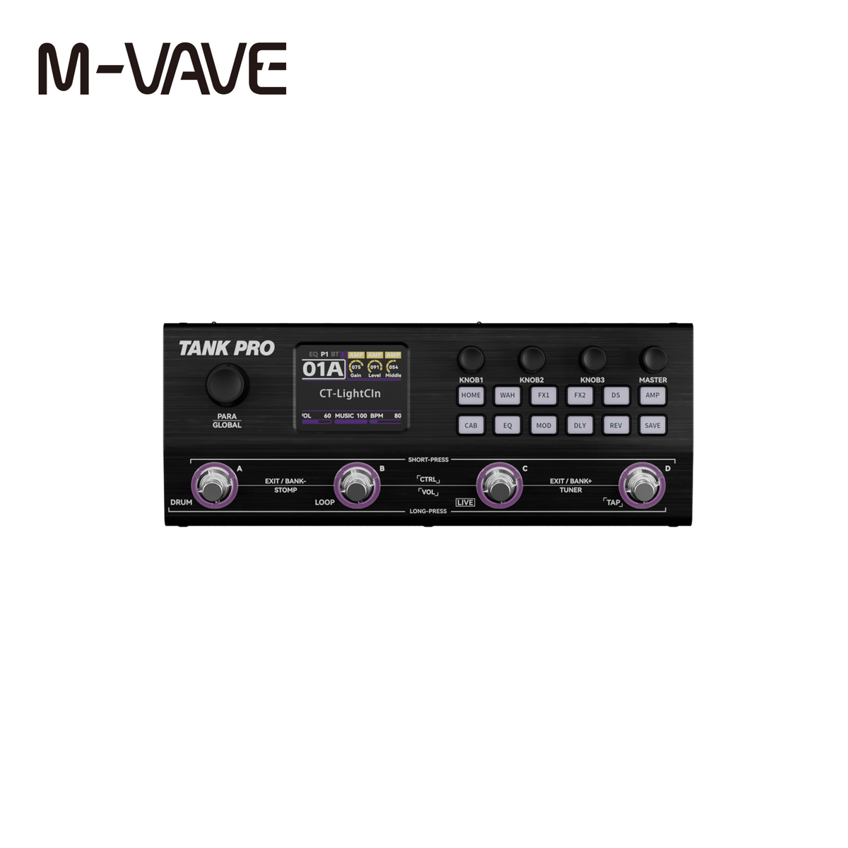 M-VAVE TANK PRO Multi-Effect Pedal, ANN , AMP & IR Loading & NAM, Built-in Rechargeable Battery, Bluetooth Playback, XLR Cannon Output