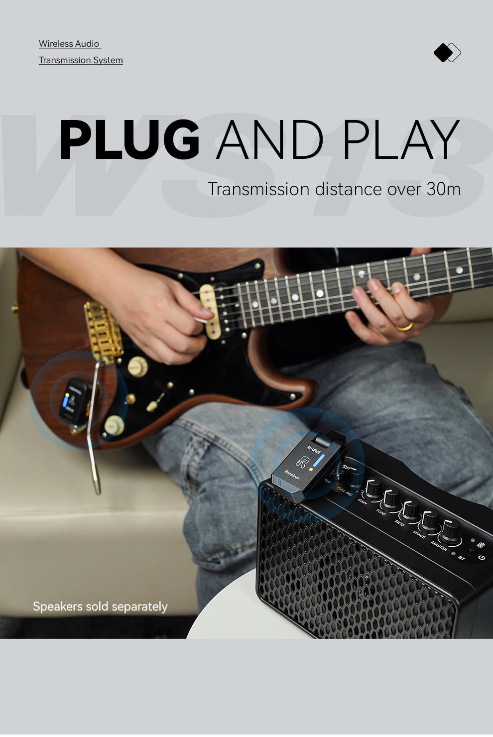 M-VAVE WS-13 5.8 GHZ Wireless Guitar System,Wireless Guitar Transmitter&Receiver with Charging Case,Guitar Wireless Accessories for Electric Guitar Audio Samplers