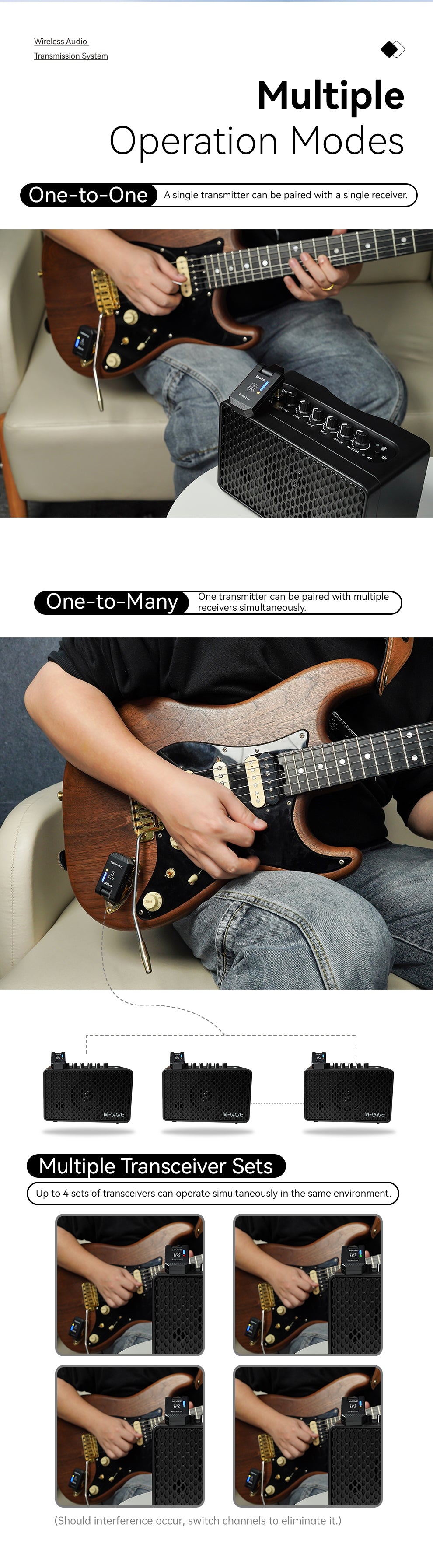 M-VAVE WS-13 5.8 GHZ Wireless Guitar System,Wireless Guitar Transmitter&Receiver with Charging Case,Guitar Wireless Accessories for Electric Guitar Audio Samplers