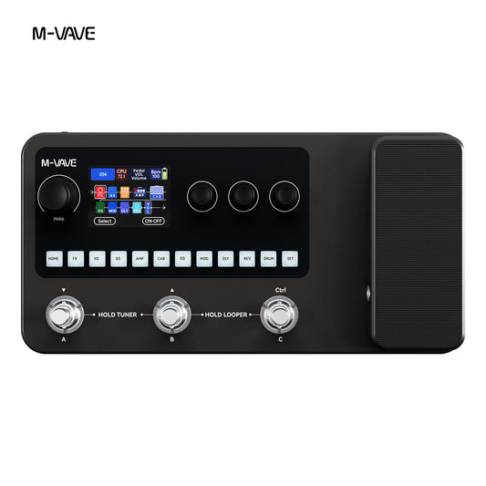 M-VAVE MK-20 Black YUIMER MK-20 white Guitar & Bass Multi Effects Pedal, Rechargeable Digital Processor with 2.4" LCD, 20s Looper, 128 Drum Patterns, Bluetooth USB-C Recording for Live Practice Studio