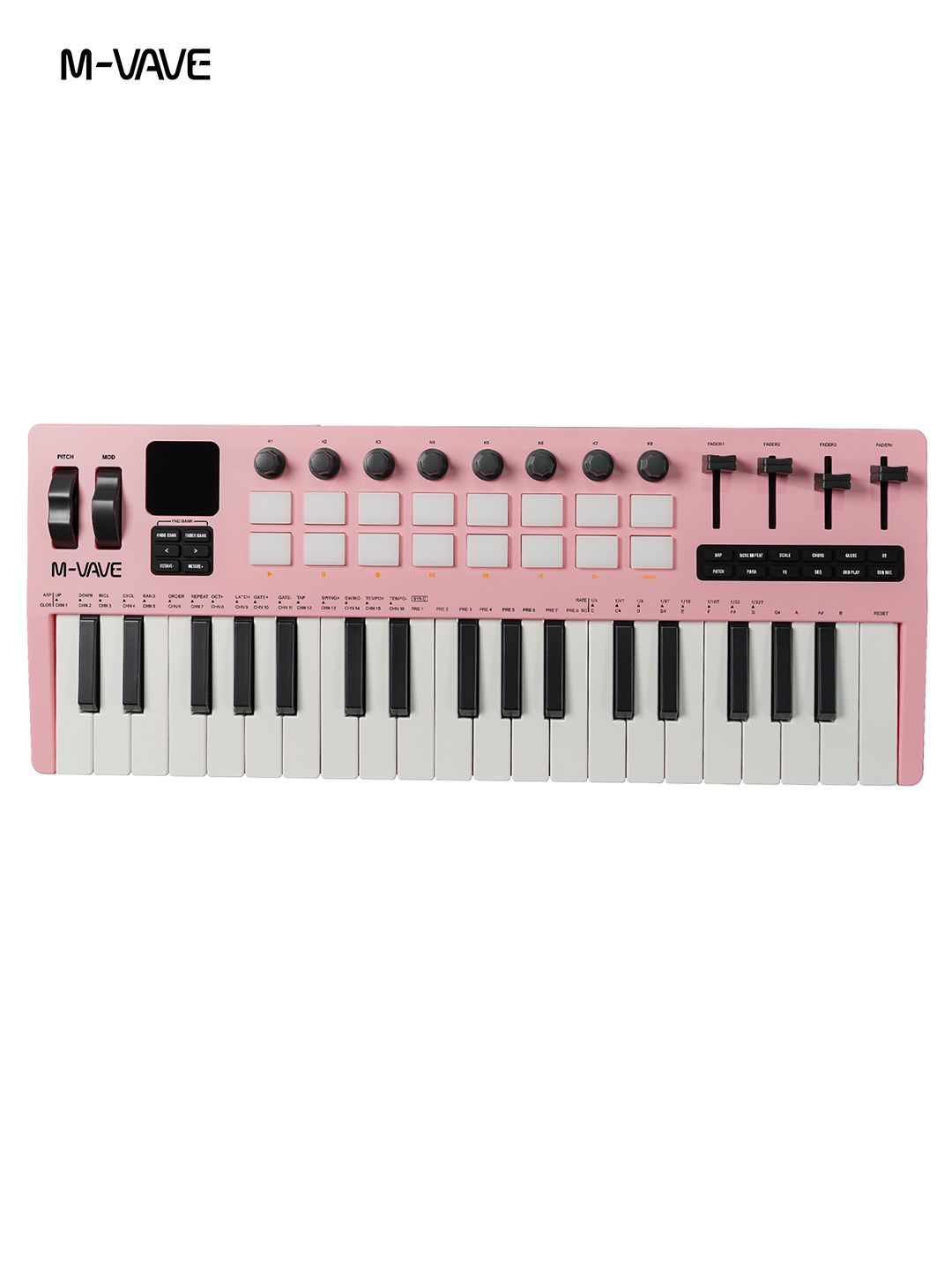 M-VAVE SMK-37 PRO Portable MIDI Synthesizer Keyboard, 1.54 Inch LCD Display, 64 Step Sequencer Arpeggiator, Sustain Pedal MIDI Out Support, Compatible Windows Mac iOS Android for Beat Making Songwriting Studio
