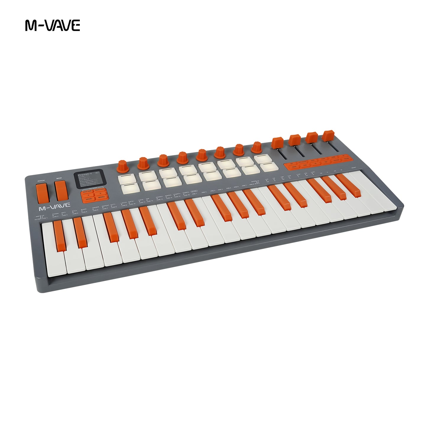 M-VAVE SMK-37 Elite 16 RGB Aftertouch Drum Pads Rechargeable MIDI Controller