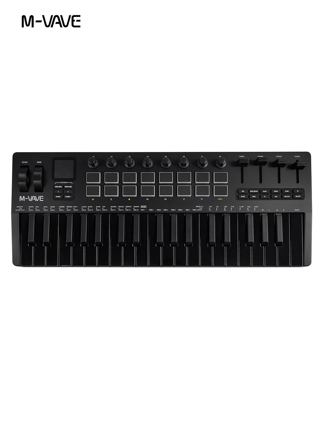 M-VAVE SMK-37 PRO Portable MIDI Synthesizer Keyboard, 1.54 Inch LCD Display, 64 Step Sequencer Arpeggiator, Sustain Pedal MIDI Out Support, Compatible Windows Mac iOS Android for Beat Making Songwriting Studio
