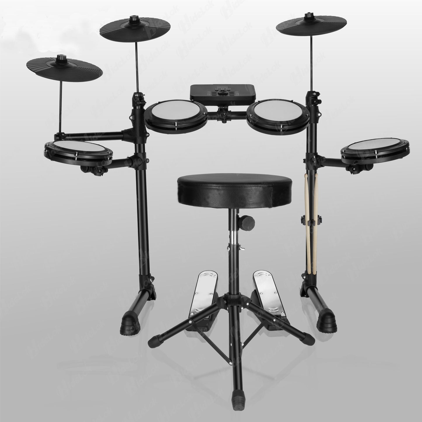 HQC-7 Portable Electronic Drum with Headphones & Dual Pedals