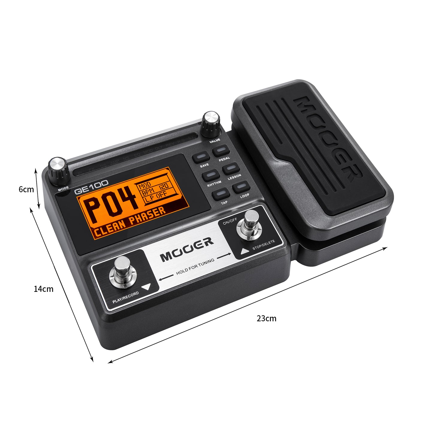 Mooer GE100 Portable All-in-One Guitar Effector Processor, 15 Amp Models 22 IR Cabs Compressor Noise Gate Modulation Delay Reverb, Support Headphone Silent Practice, USB Recording Compatible Windows Mac DAW Software