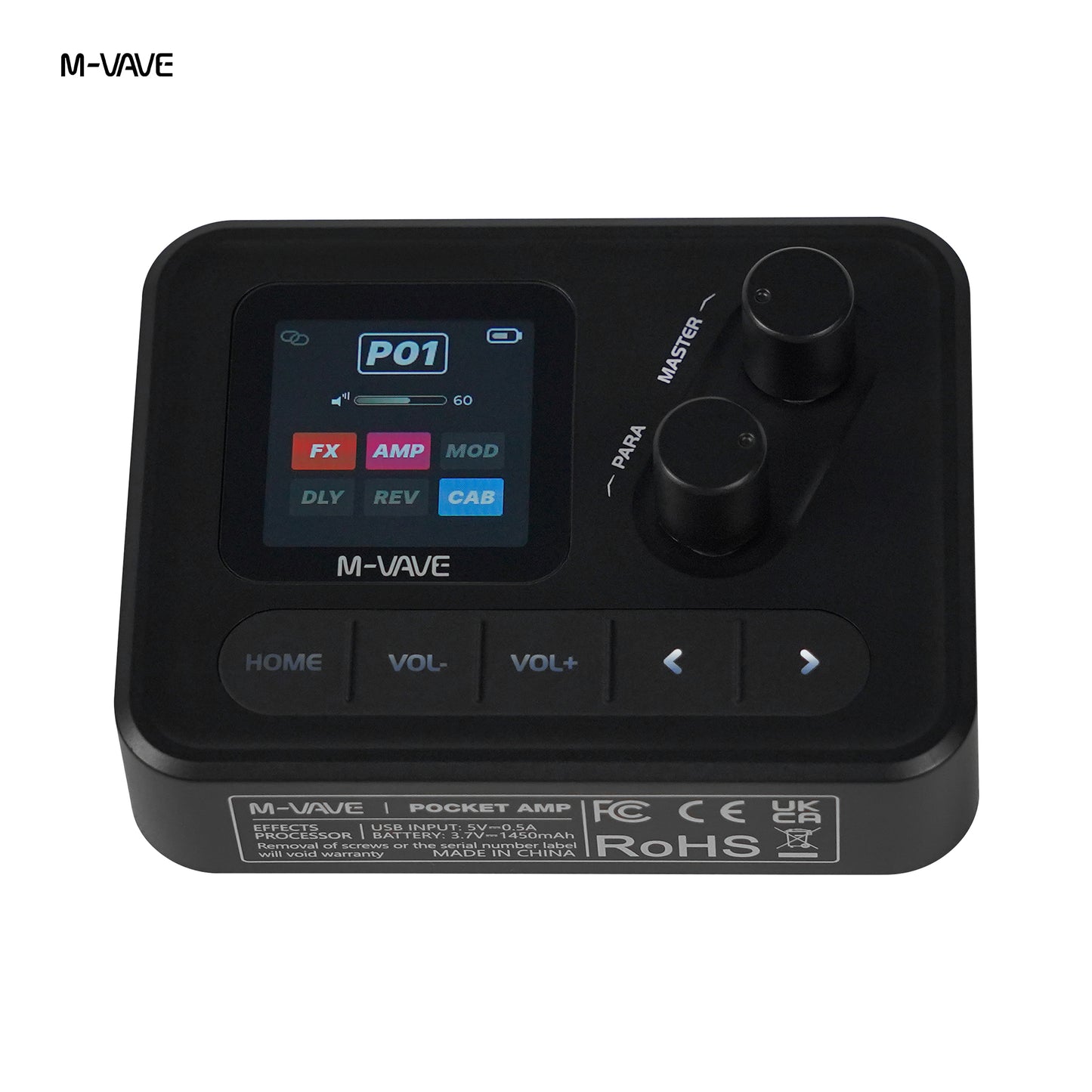 M-VAVE POCKET AMP Mini Pocket Guitar Bass Multi Effects Pedal, Portable Amp Simulator with 20 AMP Models 20 IR CAB Slots, 80 Editable Presets, Built-in Rechargeable Battery, Bluetooth Playback, OTG Mobile Recording USB Audio Interface for Silent Practice