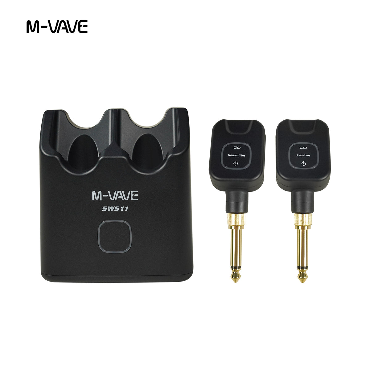 M-VAVE SWS-11 2.4G Wireless Guitar Transmitter Receiver System, Rechargeable Low Latency Wireless Audio Plug Adapter for Electric Guitar Bass Violin, 30M Transmission Range, Long Battery Life for Stage Live Performance Home Practice