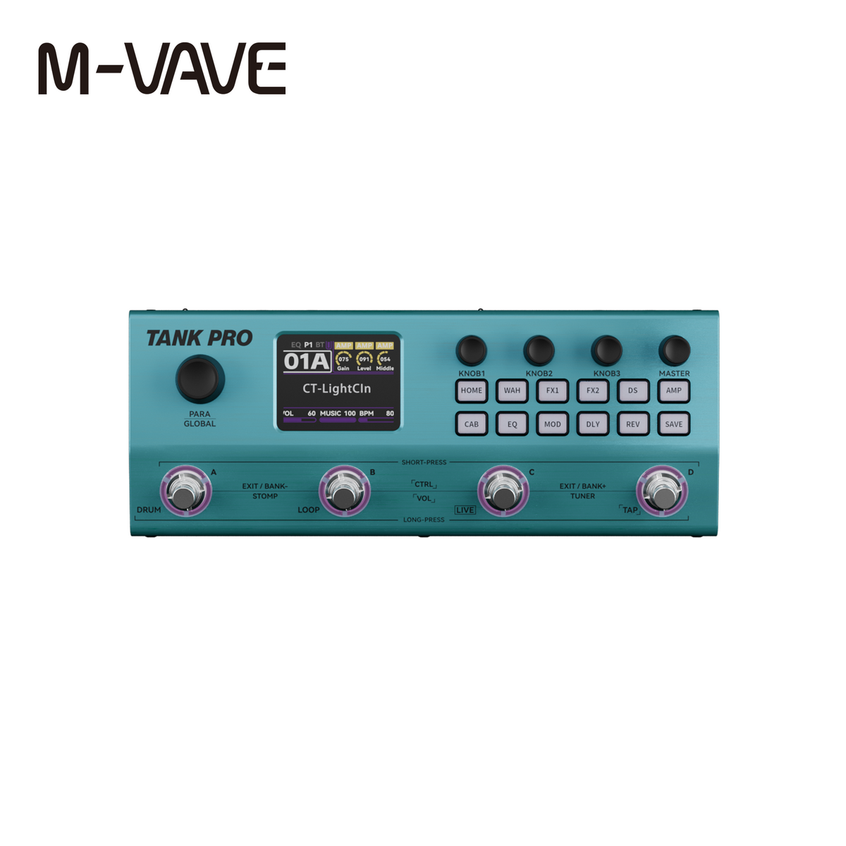 M-VAVE TANK PRO Multi-Effect Pedal, ANN , AMP & IR Loading & NAM, Built-in Rechargeable Battery, Bluetooth Playback, XLR Cannon Output