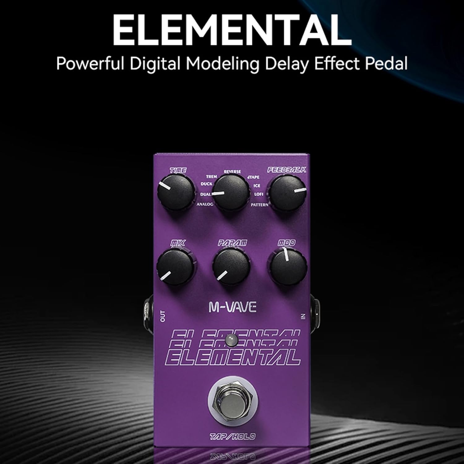 analog delay pedal with tap tempo M-VAVE ELEMENTAL Delay Pedal TAP TEMPO, HOLD Mode Infinite Sustain, MI – TankPedal