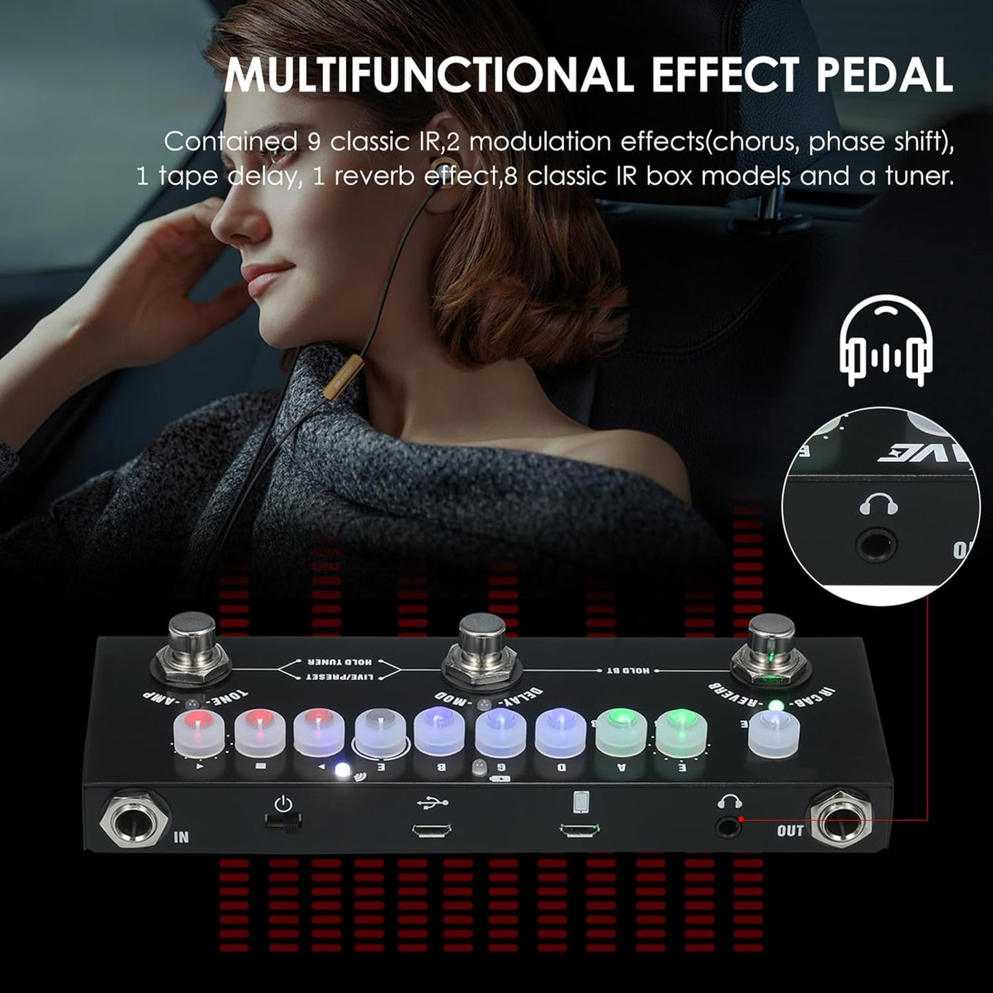[Wholesale 30pcs] M-VAVE CUBE-BABY Guitar Multi-Effects Pedal with 8 IR Cabinet Simulations, Rechargeable Battery