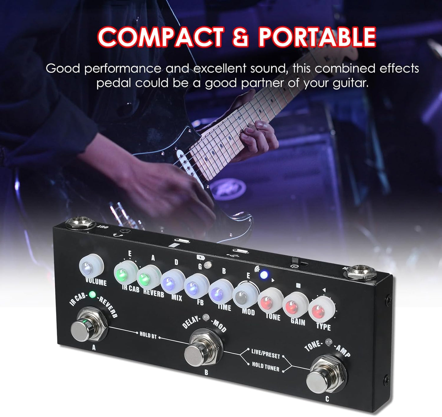 [Wholesale 30pcs] M-VAVE CUBE-BABY Guitar Multi-Effects Pedal with 8 IR Cabinet Simulations, Rechargeable Battery
