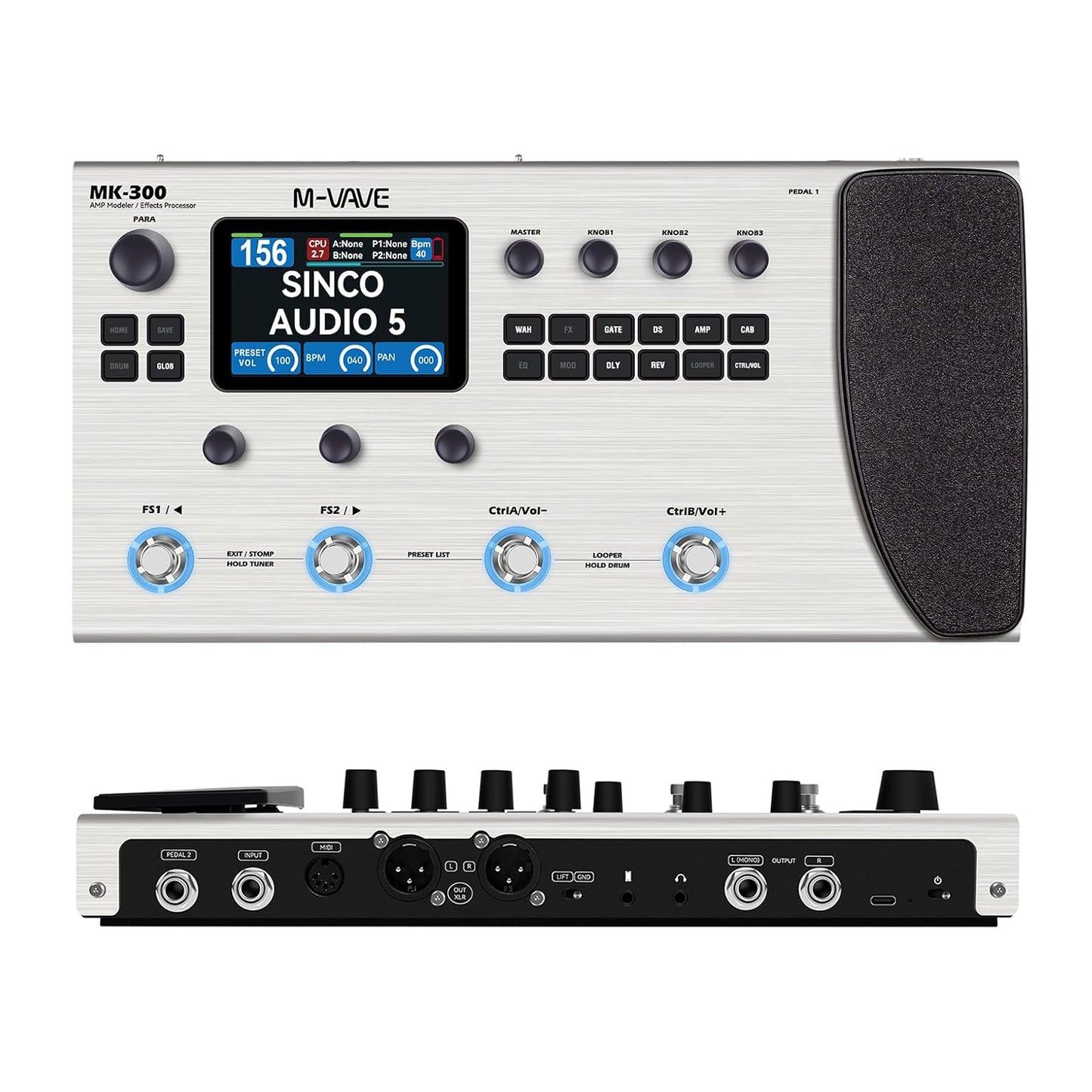 [Dropshipping] M-VAVE MK-300 Guitar/Bass Multi-Effects Processor TANK-G Pedal Pro Max Version Neural Network Modeling 320+ Effects 160 Presets