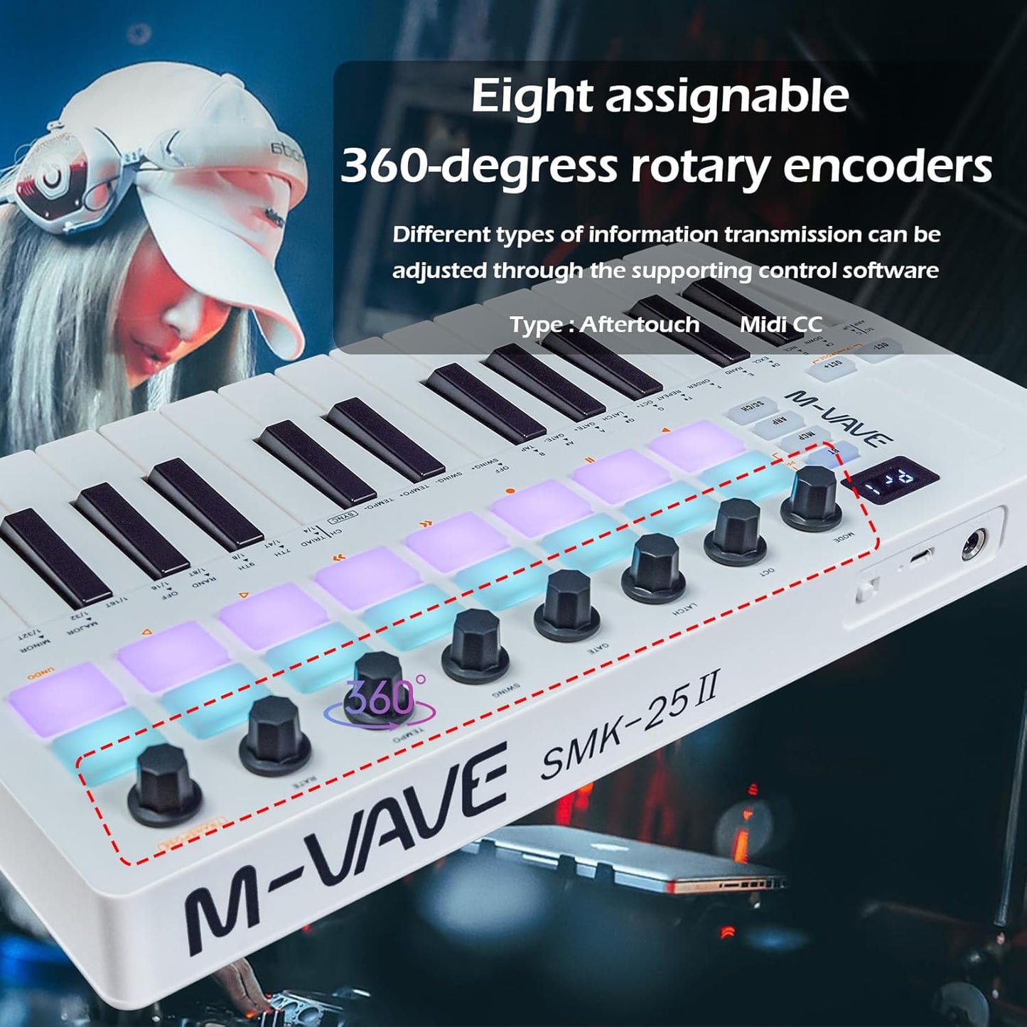 [Dropshipping] M-VAVE 25 Keys 16 Backlit Drum Pads MIDI Keyboard – Professional Beat Maker and Keytar for Keyboard Music Production