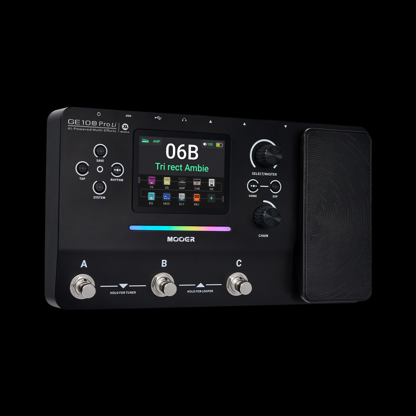 Mooer GE100 PRO Portable All-in-One Guitar Processor LCD Color Screen Tuner