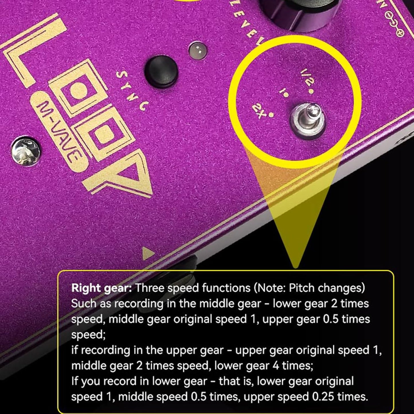M-VAVE LOOP Phrase Looping Effects Guitar Pedal, 3-position Track Storage / 11-minute Recording