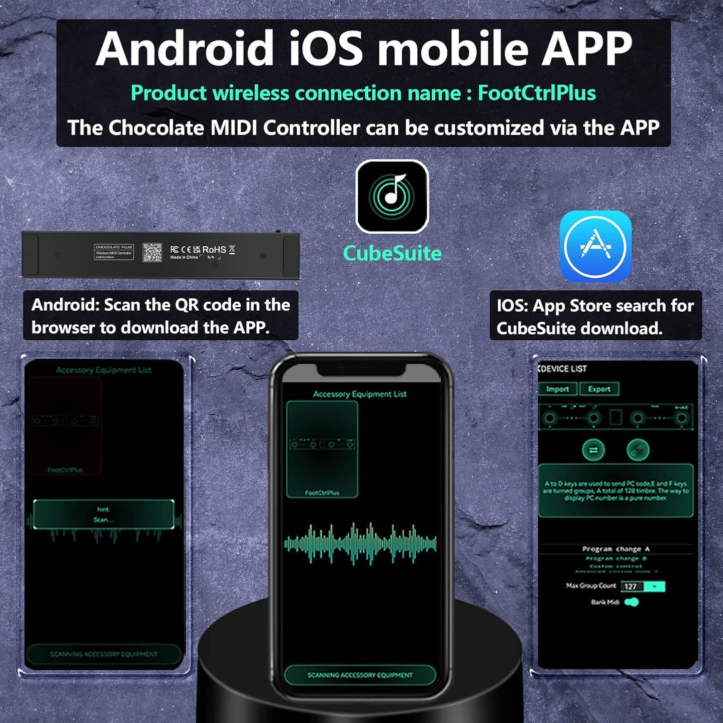 [Dropshipping] M-VAVE Chocolate Plus Wireless MIDI Foot Controller 4 Buttons BT Rechargeable APP Control
