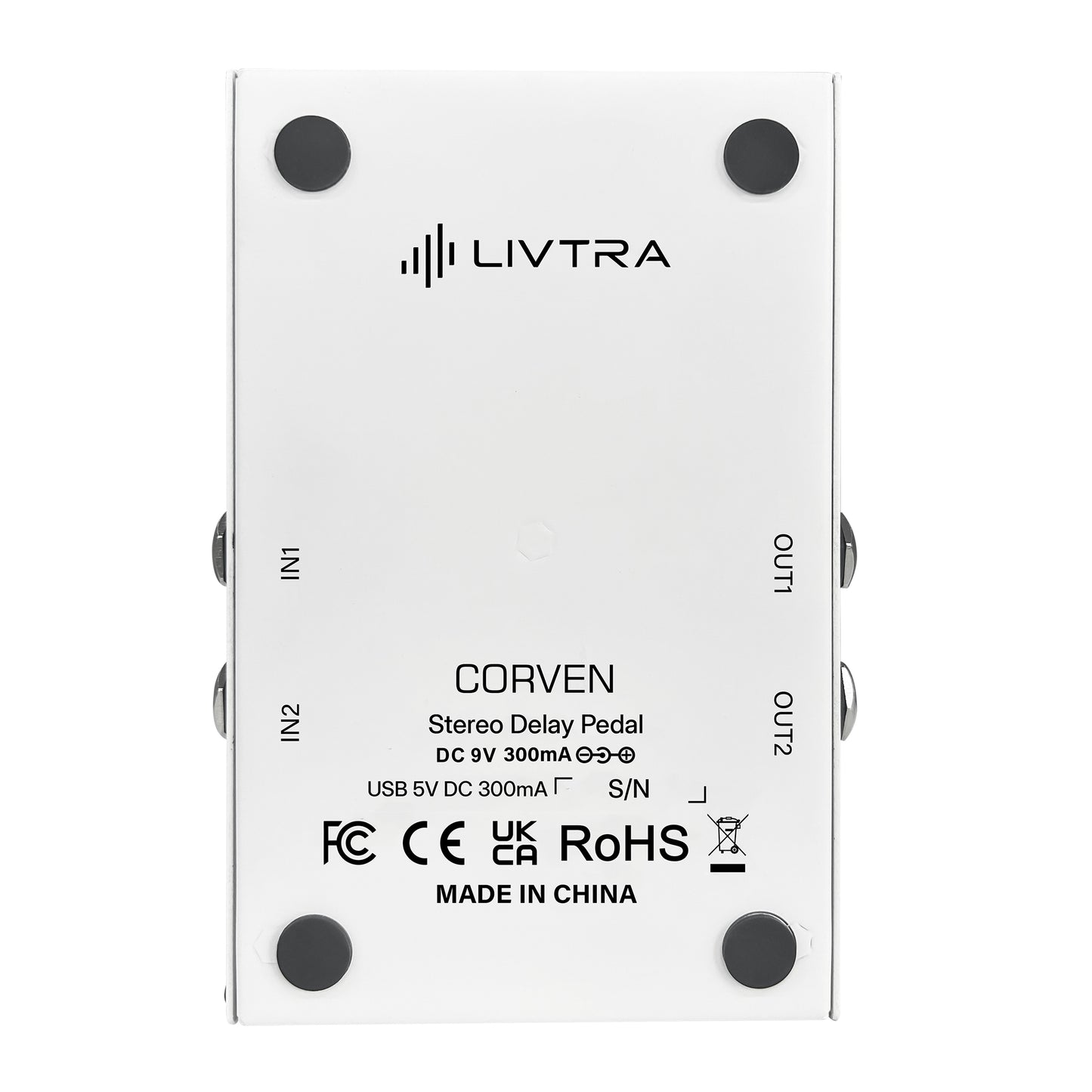 LIVTRA CORVEN Stereo Delay Effect Pedal, 9 Algorithms, True Stereo I/O, Tap Tempo + Freeze, USB Recording for Stage/Studio