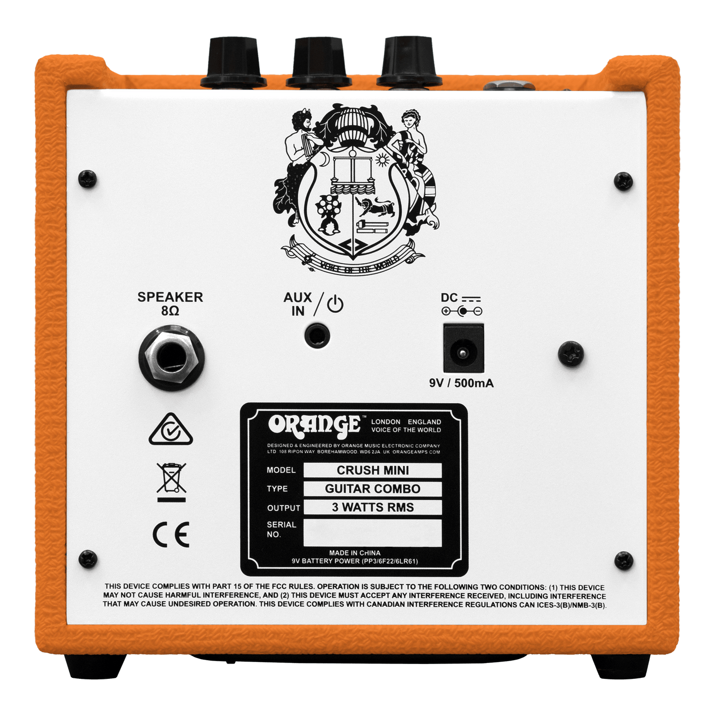 Orange Crush Mini Battery Powered Electric Guitar Speaker With Aux Input