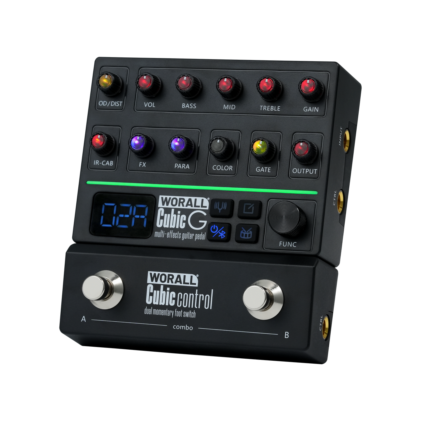 WORALL Cubic G Guitar Multi-Effects Pedal, Creative Portable Design, Magnetic Connection IR & AMP EQ Gate Delay Reverb Mod FX