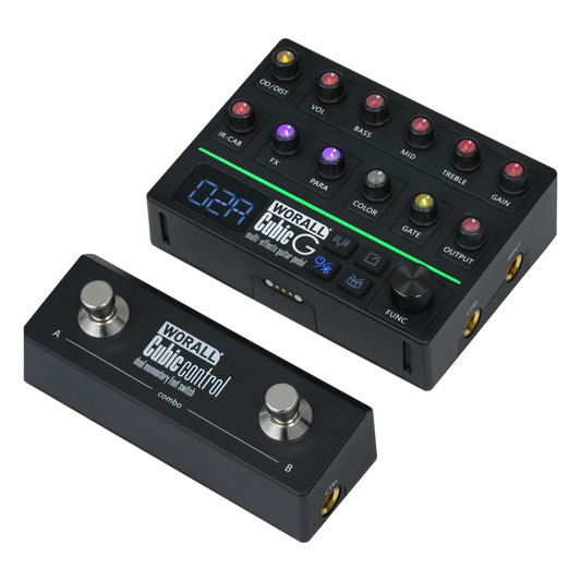 WORALL Cubic-G Guitar Multi-Effects Pedal, Creative Magnetic Connection, IR & AMP Drums Bluetooth, APP, OTG