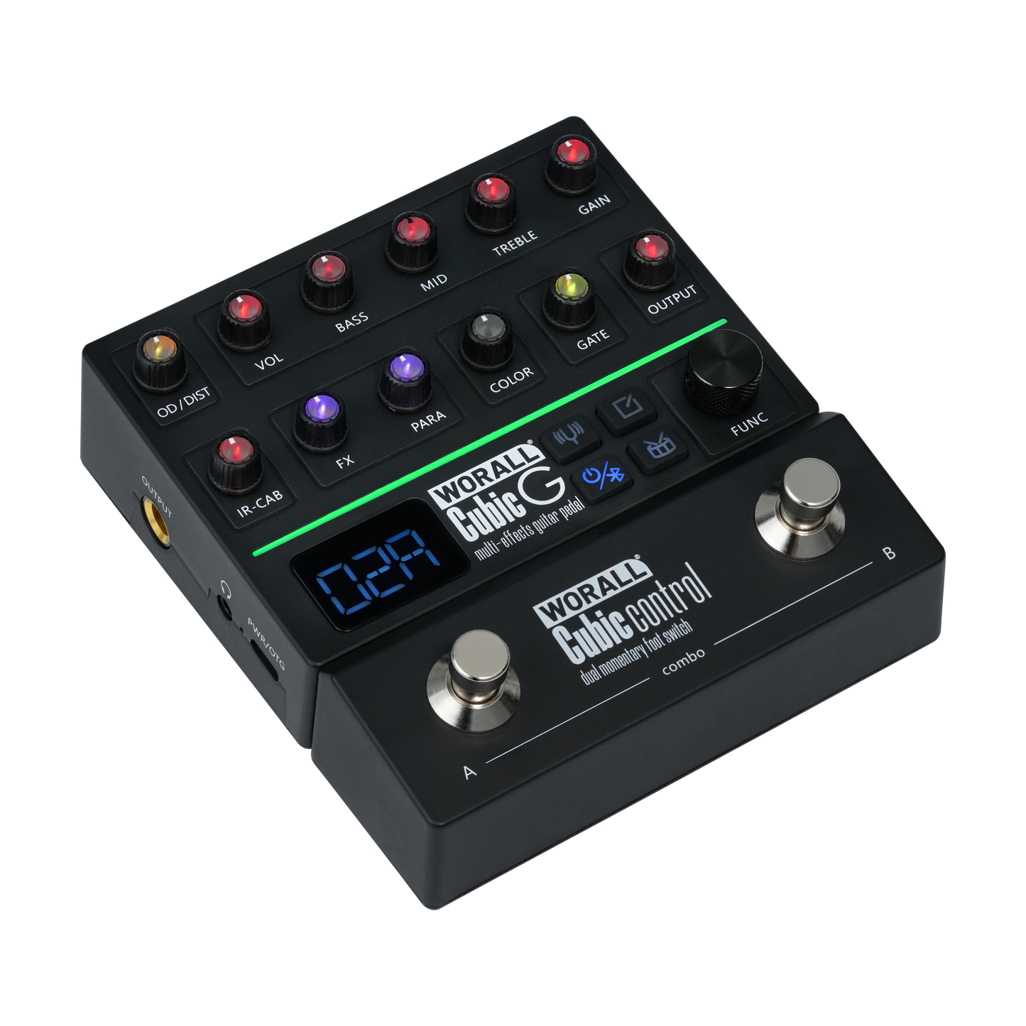 WORALL Cubic G Guitar Multi-Effects Pedal, Creative Portable Design, Magnetic Connection IR & AMP EQ Gate Delay Reverb Mod FX