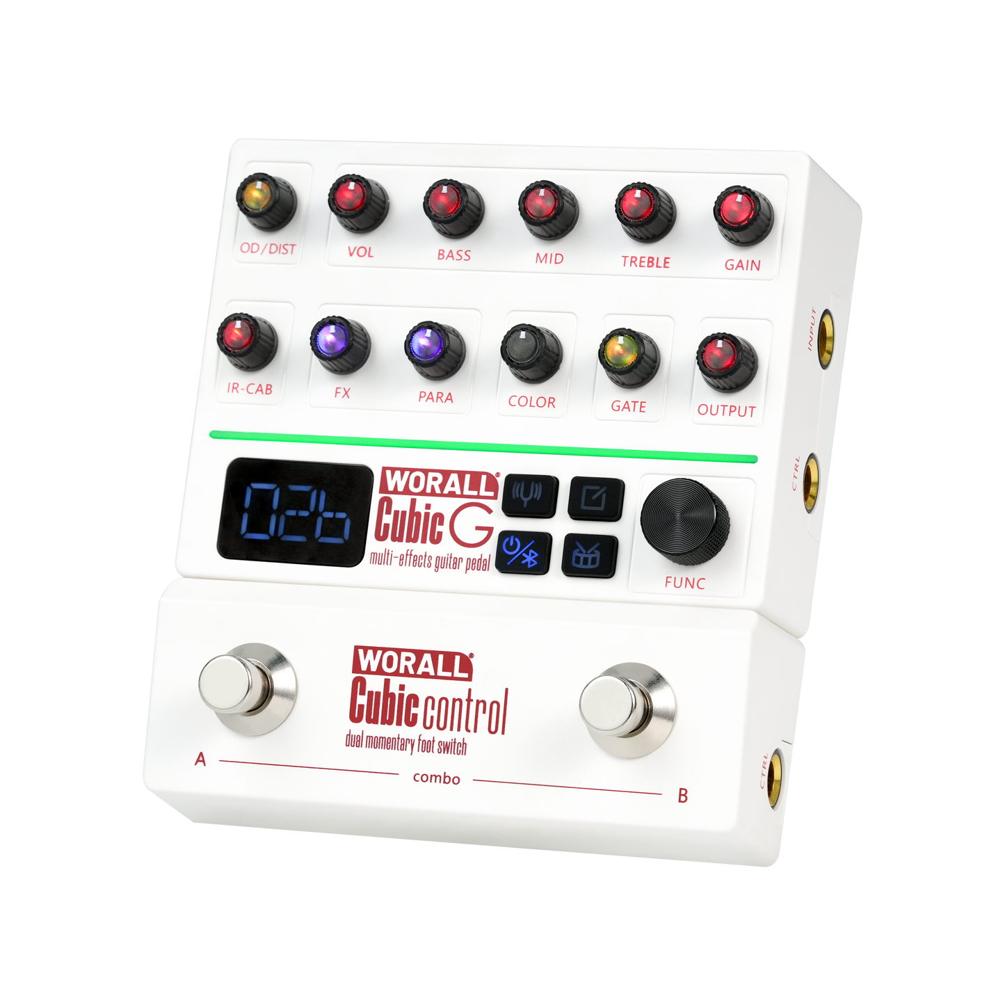 WORALL Cubic G Guitar Multi-Effects Pedal, Creative Portable Design, Magnetic Connection IR & AMP EQ Gate Delay Reverb Mod FX