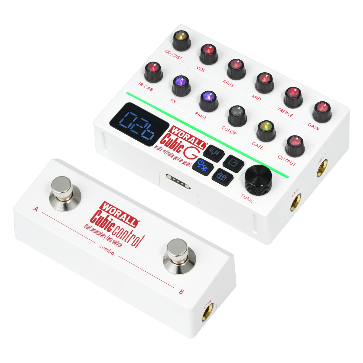 WORALL Cubic G Guitar Multi-Effects Pedal, Creative Portable Design, Magnetic Connection IR & AMP EQ Gate Delay Reverb Mod FX