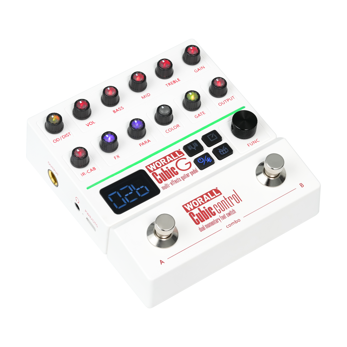WORALL Cubic G Guitar Multi-Effects Pedal, Creative Portable Design, Magnetic Connection IR & AMP EQ Gate Delay Reverb Mod FX