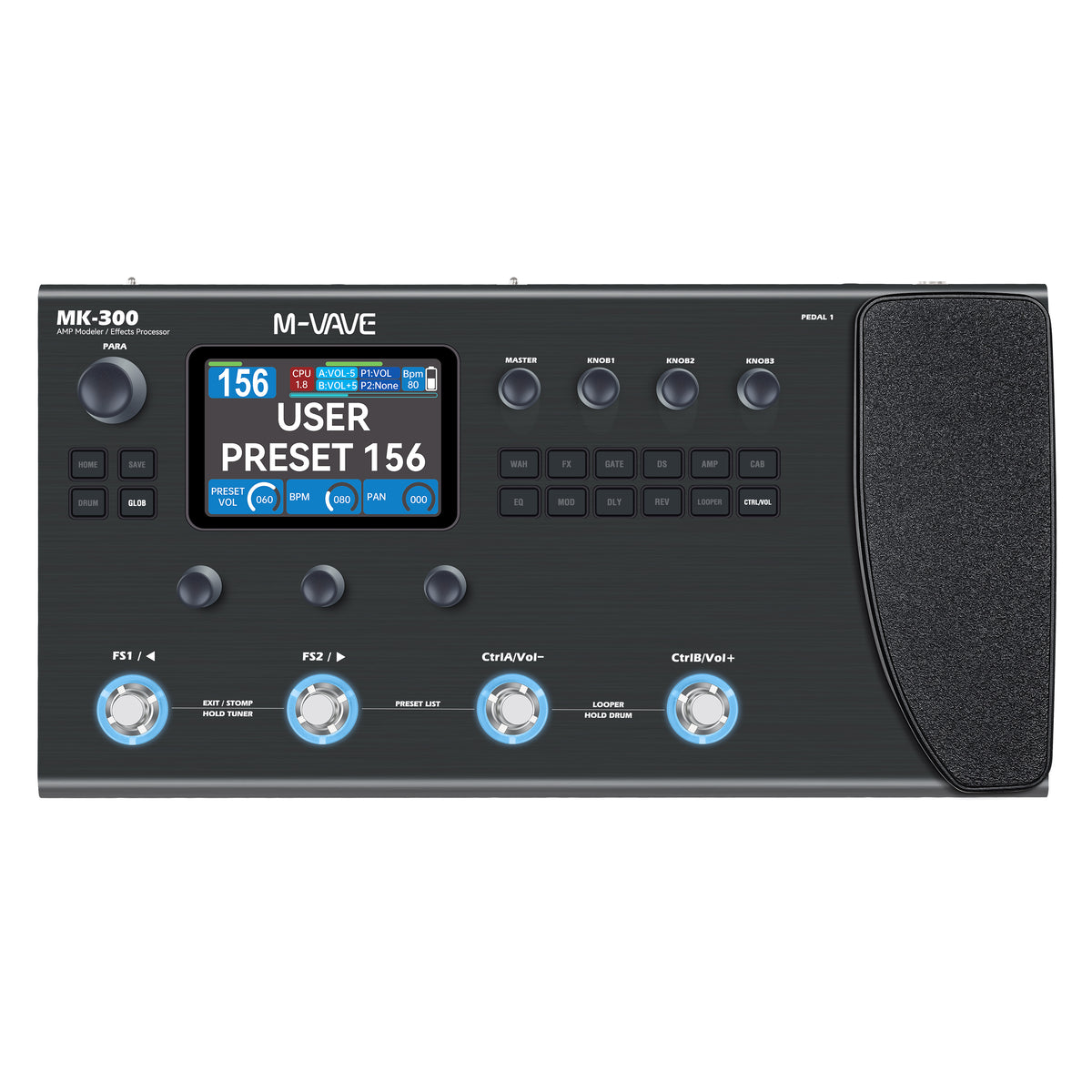 M-VAVE MK-300 Guitar & Bass Multi-Effect Pedal, ANN, Support AMP  & IR & NAM , Built-in Rechargeable Battery, Bluetooth Playback, XLR Cannon Output for Guitar & Bass Practice Recording Live Stage Performance