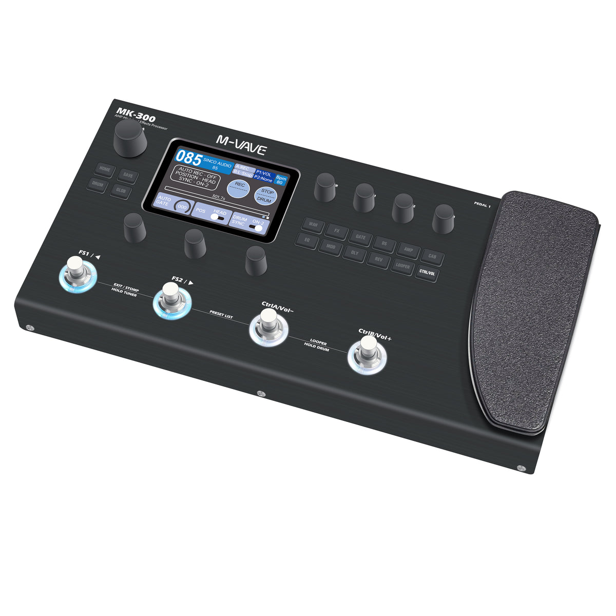 M-VAVE MK-300 Guitar & Bass Multi-Effect Pedal, ANN, Support AMP  & IR & NAM , Built-in Rechargeable Battery, Bluetooth Playback, XLR Cannon Output for Guitar & Bass Practice Recording Live Stage Performance