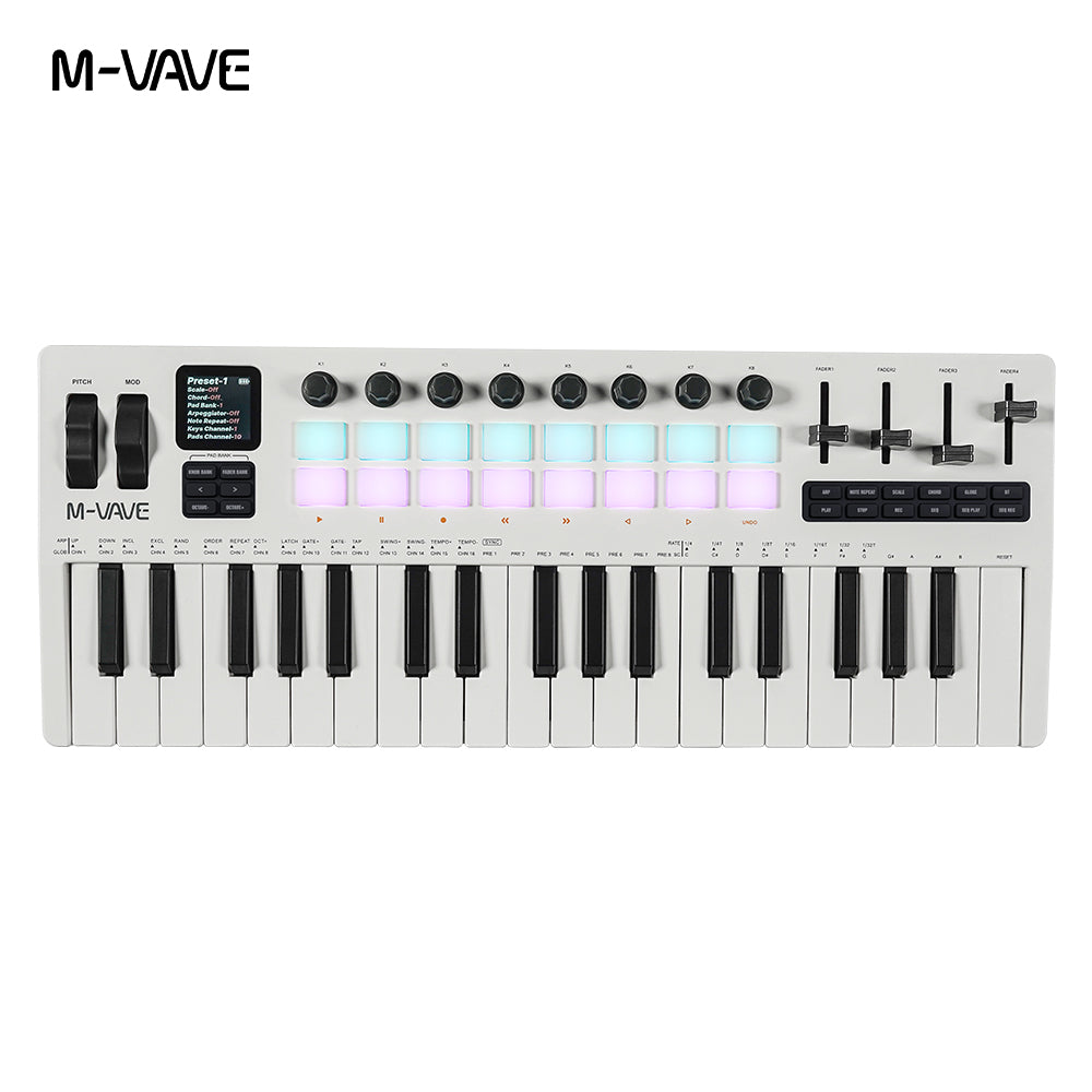 M-VAVE SMK-37 PRO Portable MIDI Synthesizer Keyboard, 1.54 Inch LCD Display, 64 Step Sequencer Arpeggiator, Sustain Pedal MIDI Out Support, Compatible Windows Mac iOS Android for Beat Making Songwriting Studio